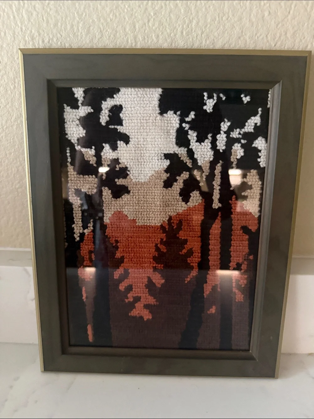 Vintage Woodland Lodge Style Yarn Art in IKEA Frame